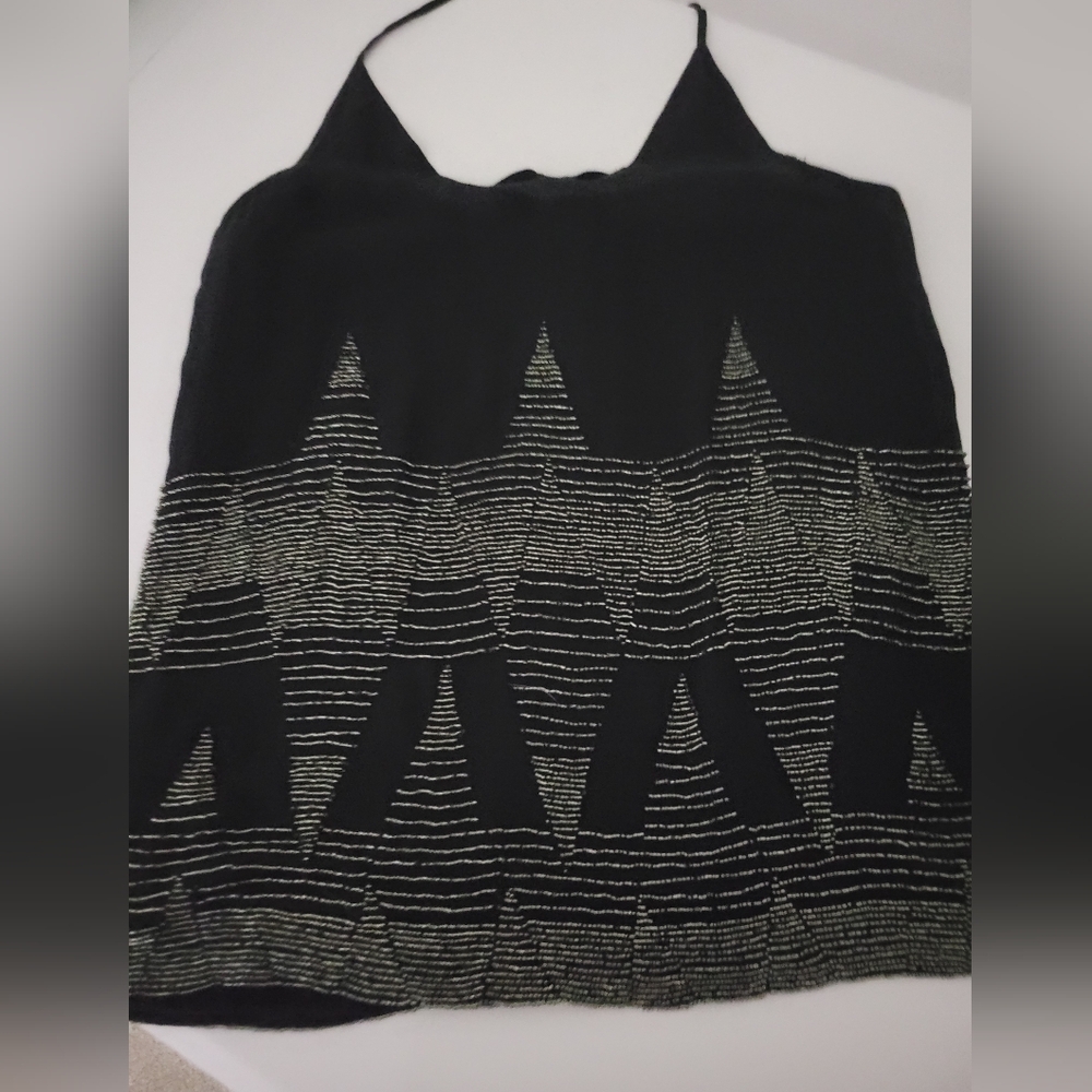 Ramy Brook Black Beaded Sleeveless Top, NEW
